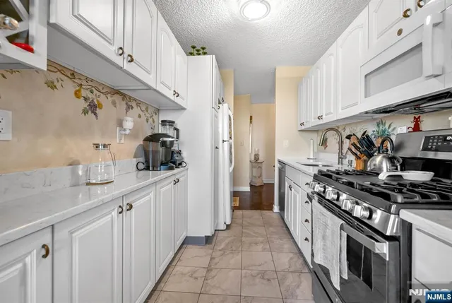 a kitchen with stainless steel appliances granite countertop a stove a sink dishwasher and cabinets with wooden floor