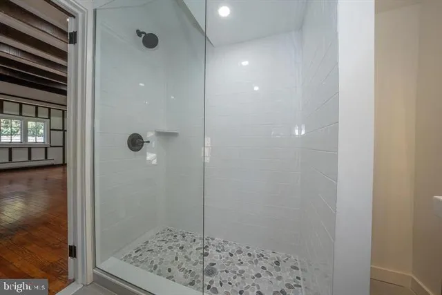 a bathroom with a shower