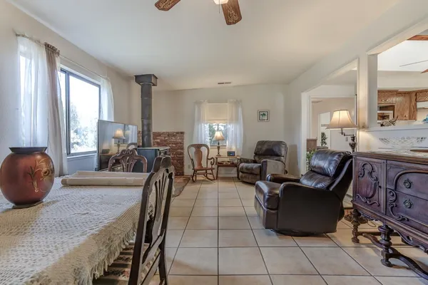 a room with a cabinets and a dresser