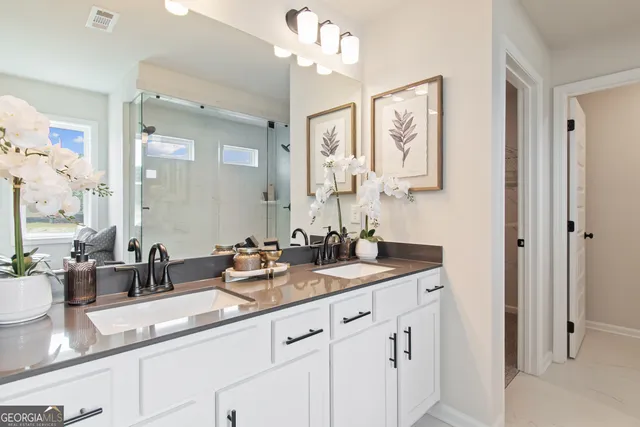 a bathroom with a shower