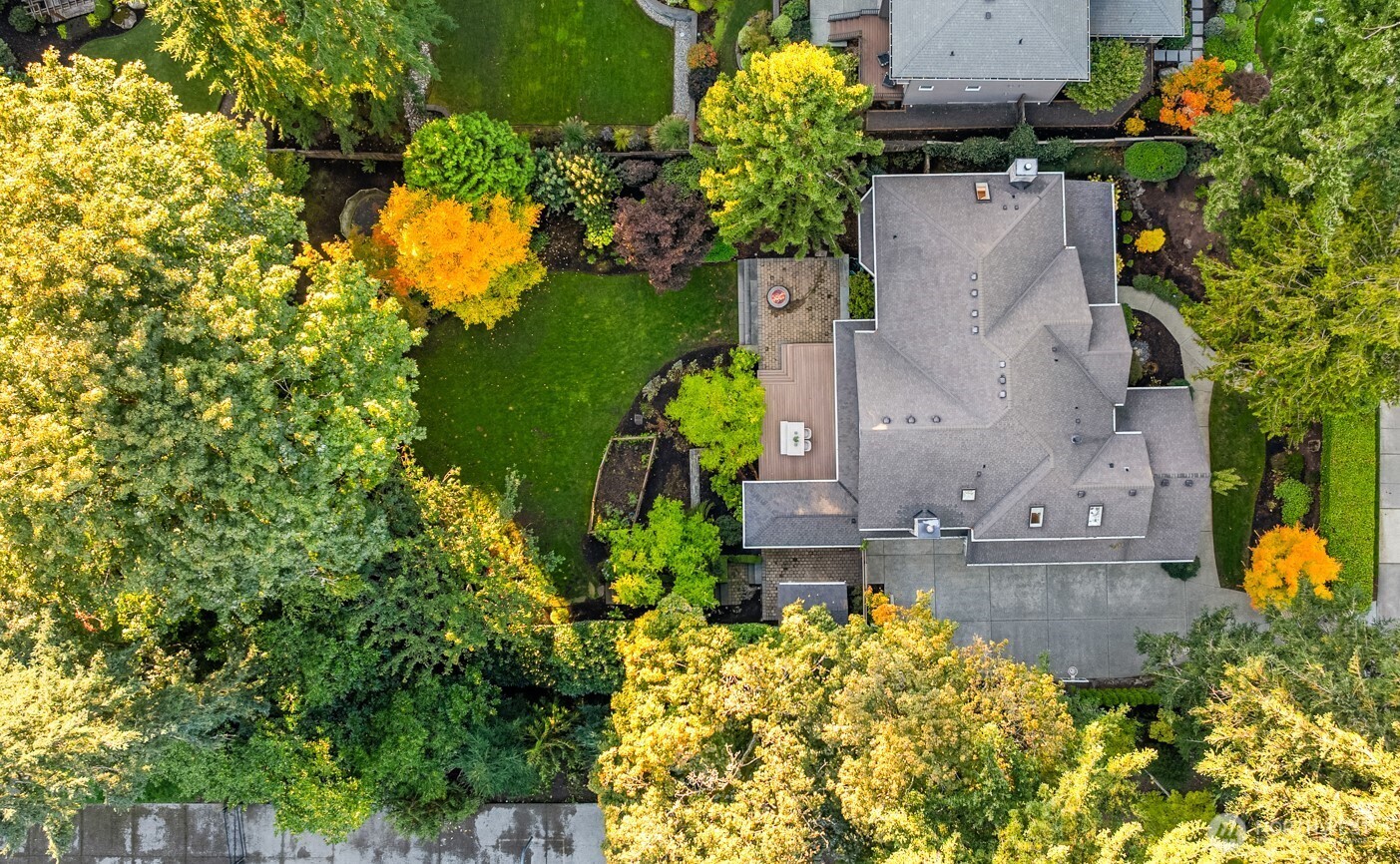 10475 Southeast 23rd Street Bellevue, WA 98004 - Photo 3 of 35 an aerial view of a house with a yard lake and trees all around