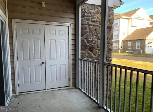 a view of a balcony from door