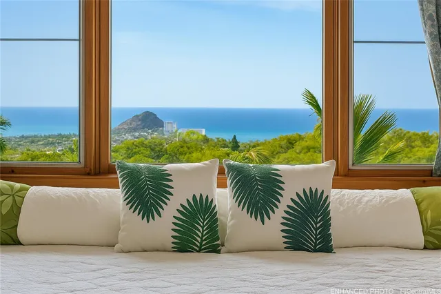 a view of outdoor space with living room and furniture