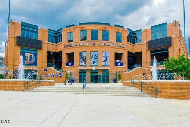 a front view of a building with street view