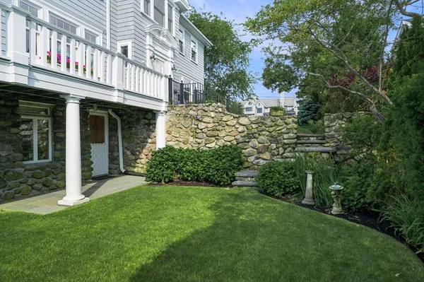 a view of a balcony with an outdoor space