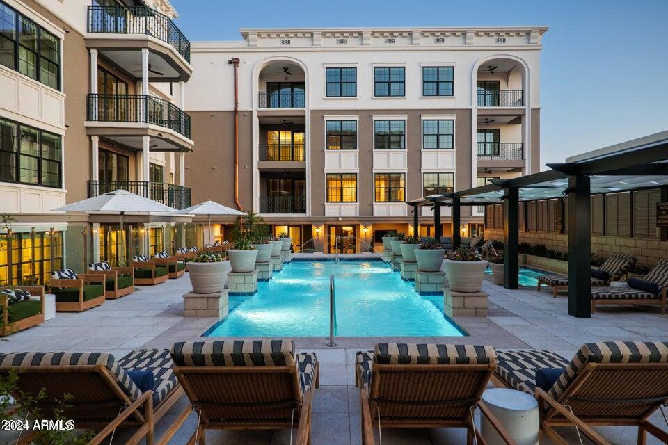 4240 East Camelback Road, Unit 201 Phoenix, AZ 85018 - Photo 15 of 20 15-Pool at Dusk