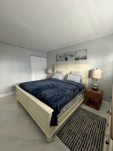 a view of a water with a buildings