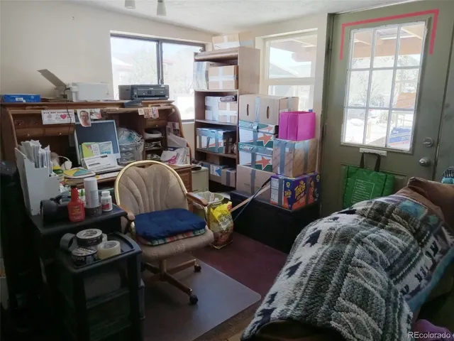 a view of a couch in a balcony