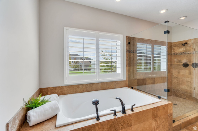1355 West 1000 South Mapleton, UT 84664 - Photo 20 of 74 Full bathroom featuring a shower stall and a bath