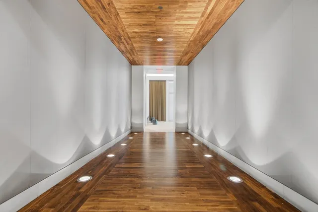 a front view of a building with windows