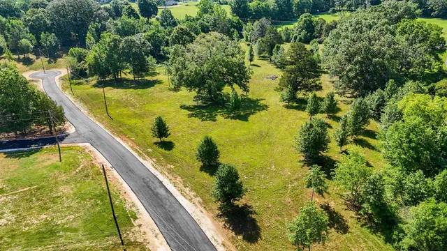 a view of a swimming pool with a yard