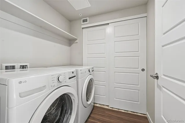 a view of washer and dryer with washer in it