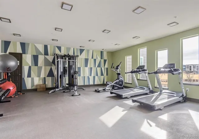 a view of a room with gym equipment