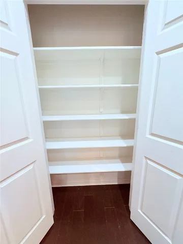 a close up view of closet