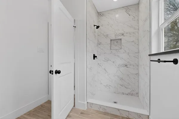 a bathroom with a shower