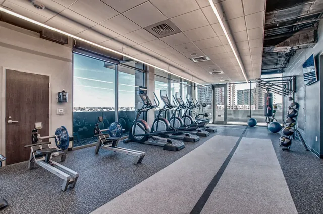a view of a room with gym equipment