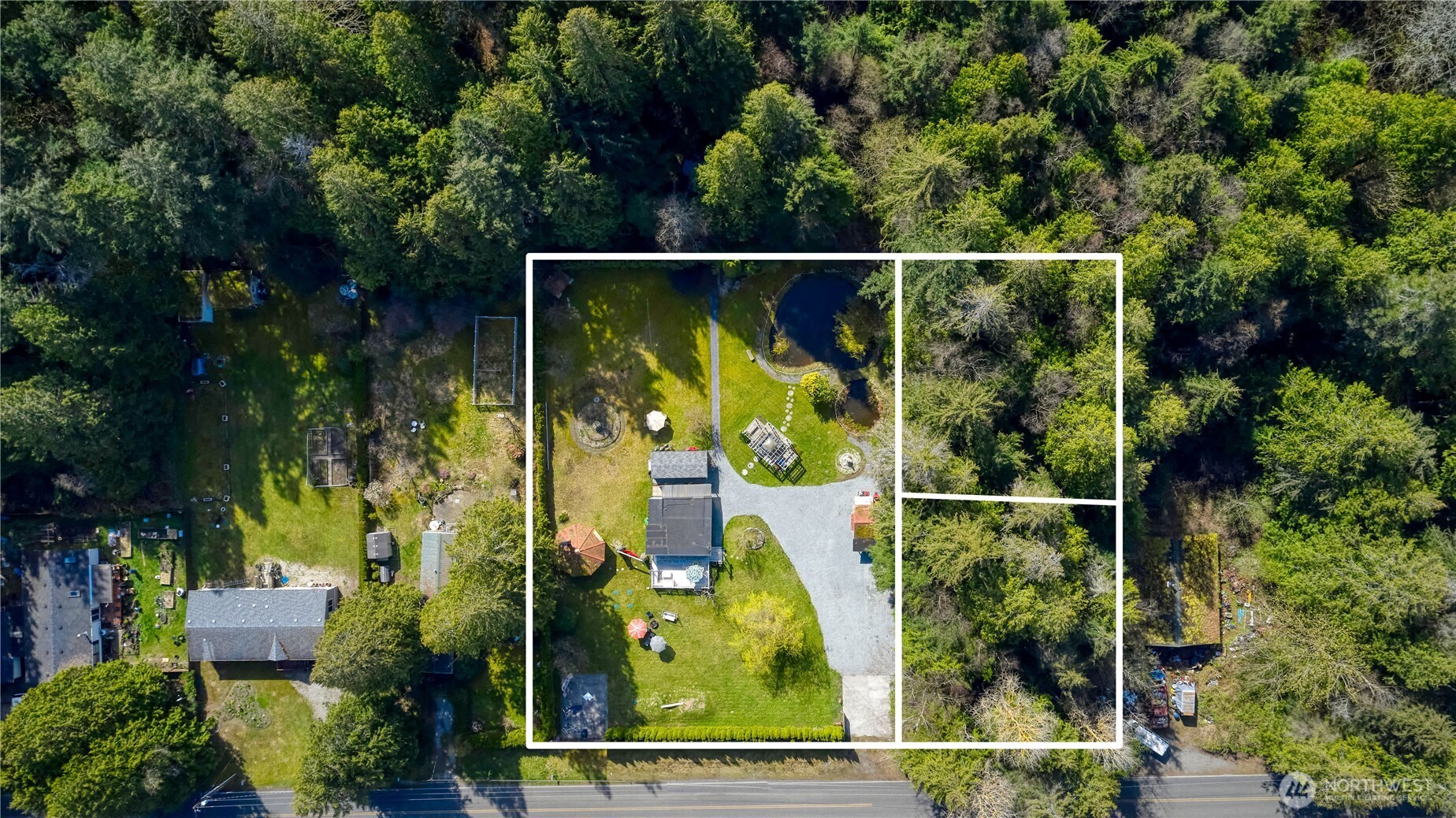 1871 Johnson Road Point Roberts, WA 98281 - Photo 2 of 36 an aerial view of residential house with outdoor space and trees all around