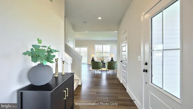 a hallway with wooden floor