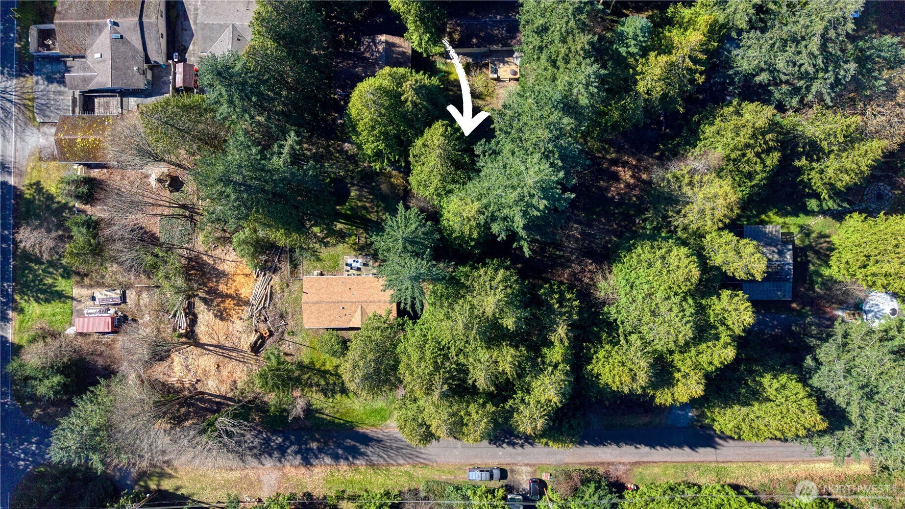 16 Burns Way Point Roberts, WA 98281 - Photo 6 of 8 an aerial view of a house with a yard and garden