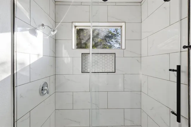 a bathroom with a shower