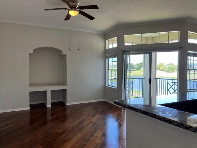 a view of a livingroom with a chandelier
