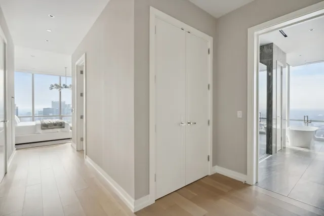 a view of city with tall buildings