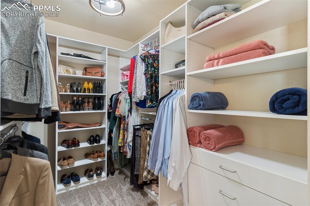 977 Salmon Pond Way Colorado Springs, CO 80921 - Photo 15 of 49 a view of walk in closet with clothes and shoes