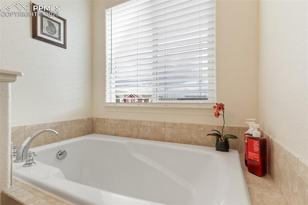 977 Salmon Pond Way Colorado Springs, CO 80921 - Photo 18 of 49 a bath tub sitting in a bathroom next to a window