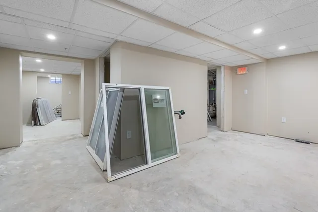 a view of a room with a mirror