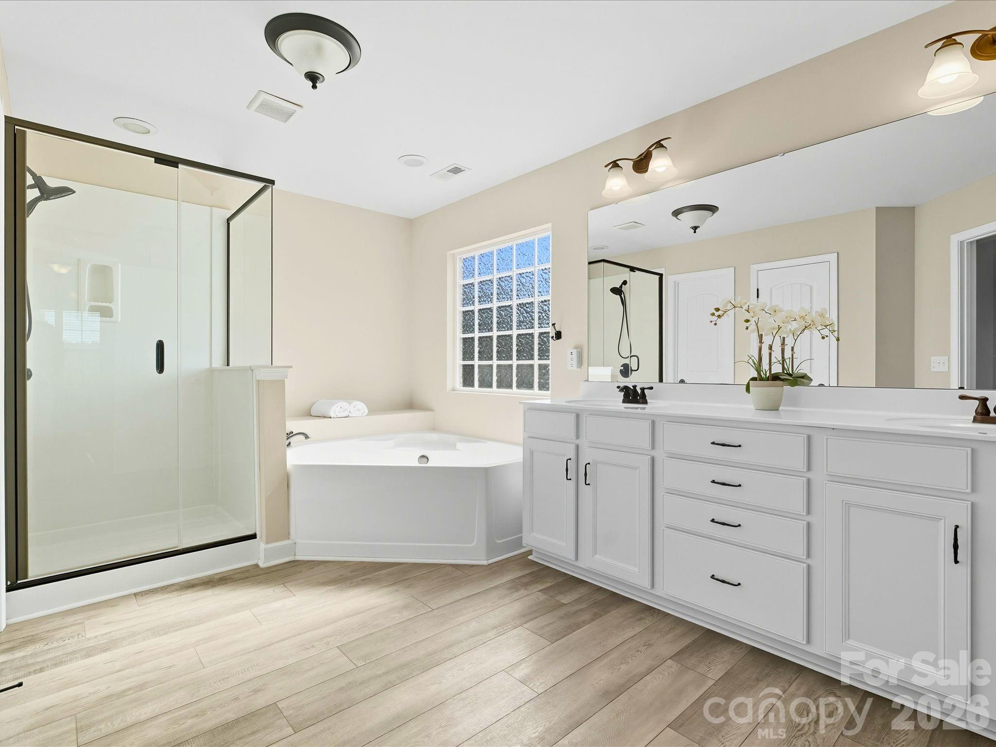 7196 Dove Field Lane Fort Mill, SC 29707 - Photo 22 of 35 a bathroom with a granite countertop sink mirror and a bathtub