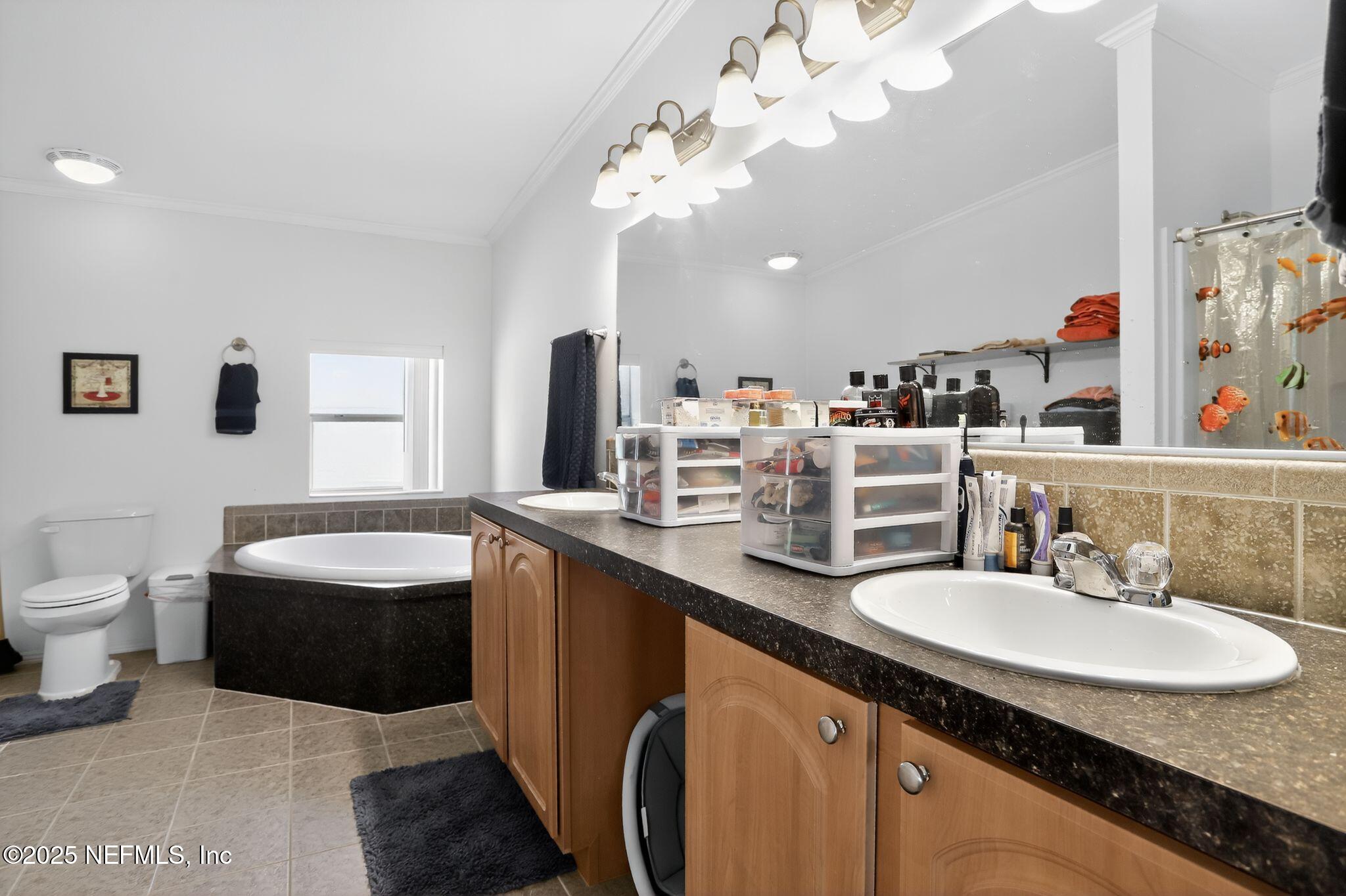 4824 Gadara Road Keystone Heights, FL 32656 - Photo 9 of 14 a bathroom with a sink double vanity and a mirror