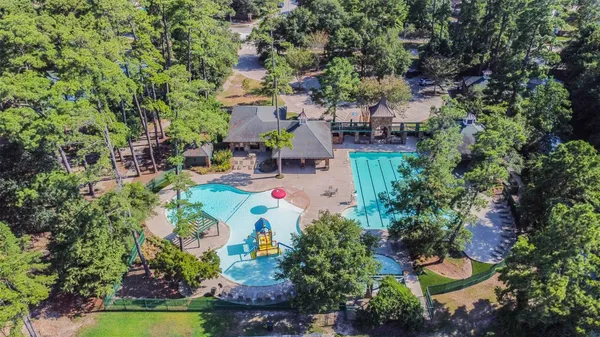 a view of a swimming pool and a outdoor space