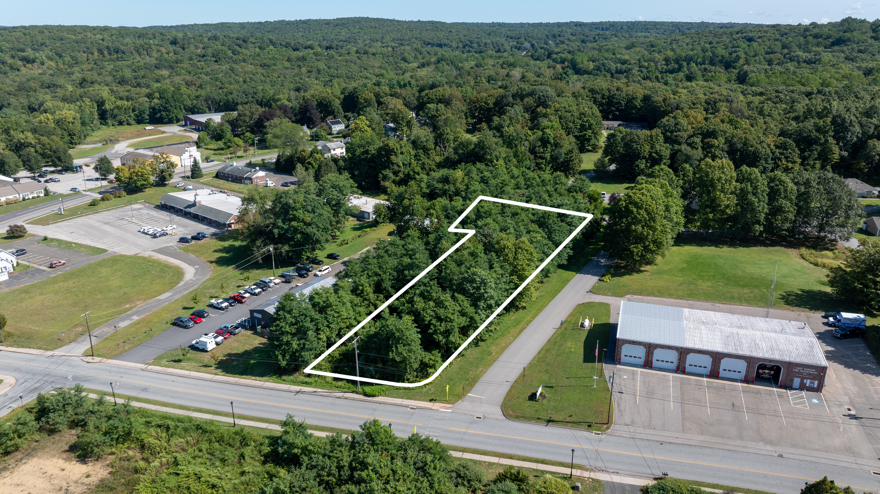 an aerial view of a house