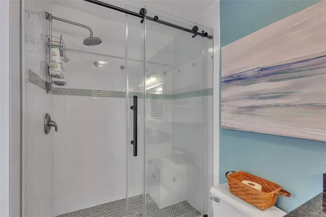 a bathroom with a shower