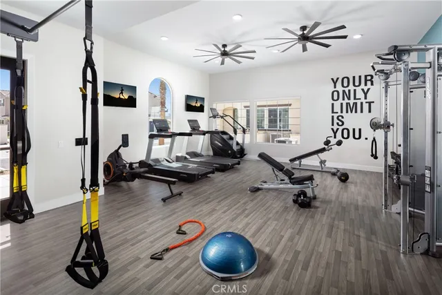 a view of a room with gym equipment
