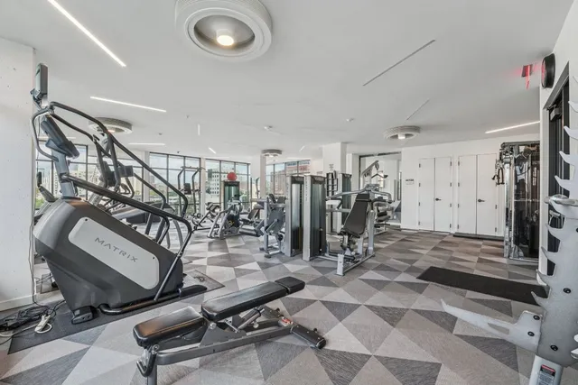 a view of a room with gym equipment