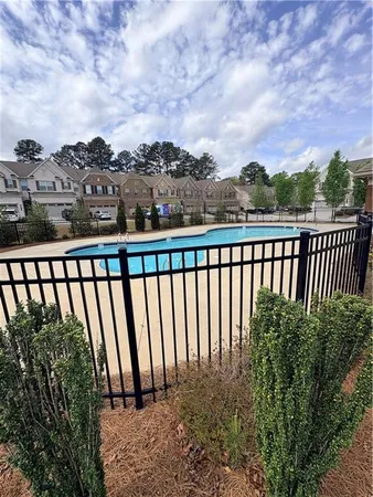 a view of a balcony with a swing
