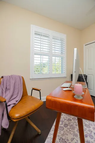 a room with furniture and a potted plant