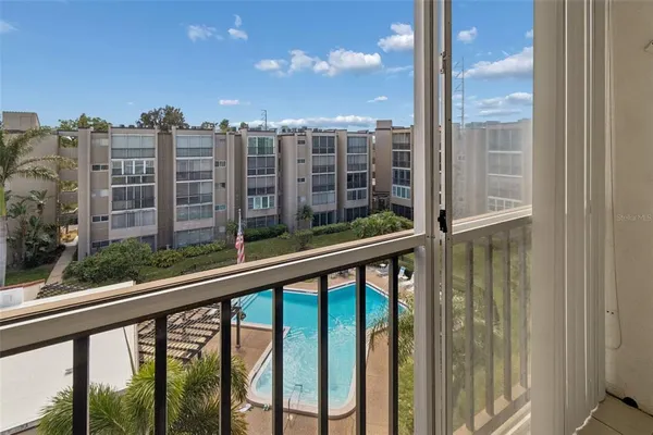 a view of a city from a balcony
