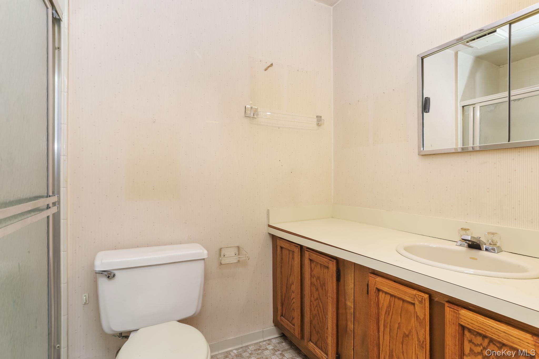 40 Pine Ridge Road Larchmont, NY 10538 - Photo 28 of 40 a bathroom with a sink a toilet and a mirror
