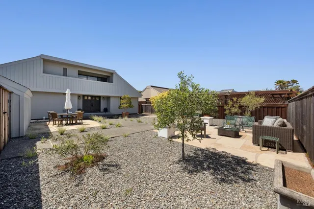 a view of a patio on the deck