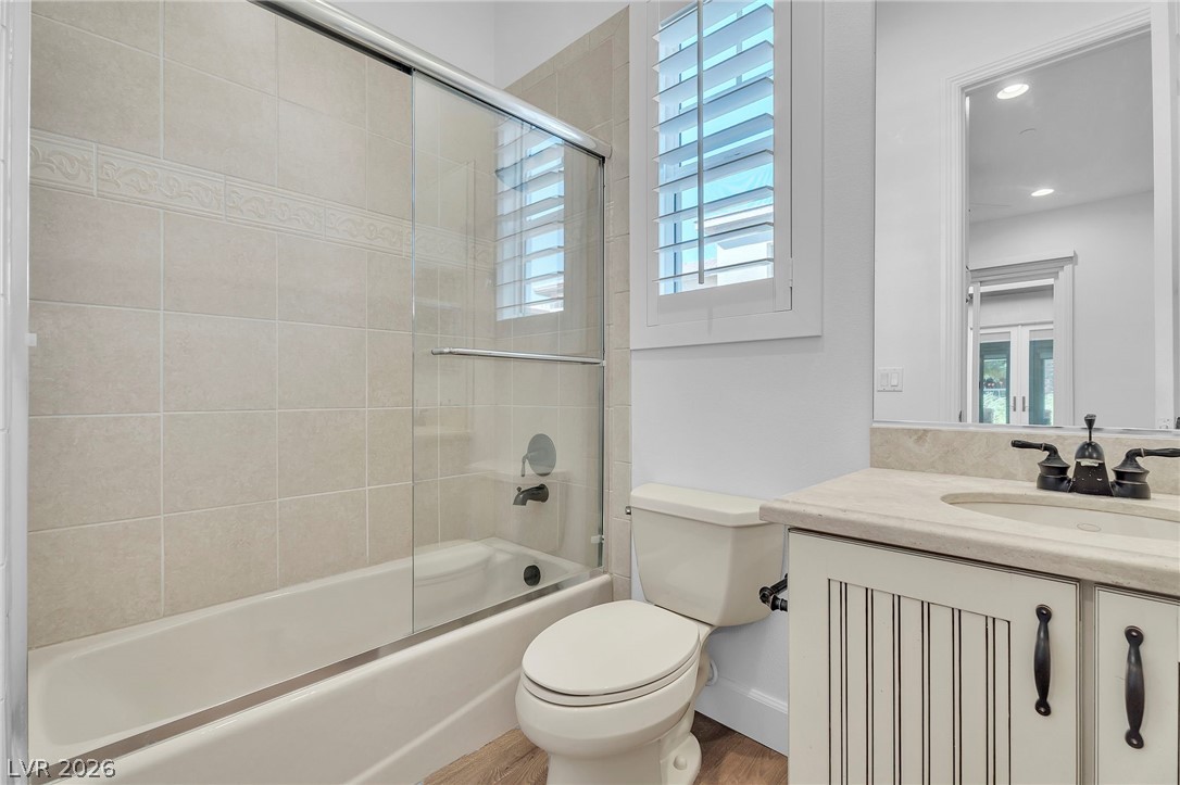 11280 Granite Ridge Drive, Unit 1037 Las Vegas, NV 89135 - Photo 43 of 51 Casita Bathroom featuring vanity, enclosed tub/shower combo,
