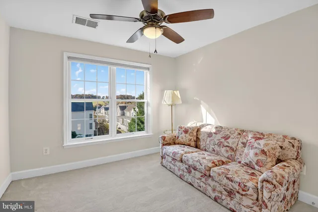 a living room with a large window