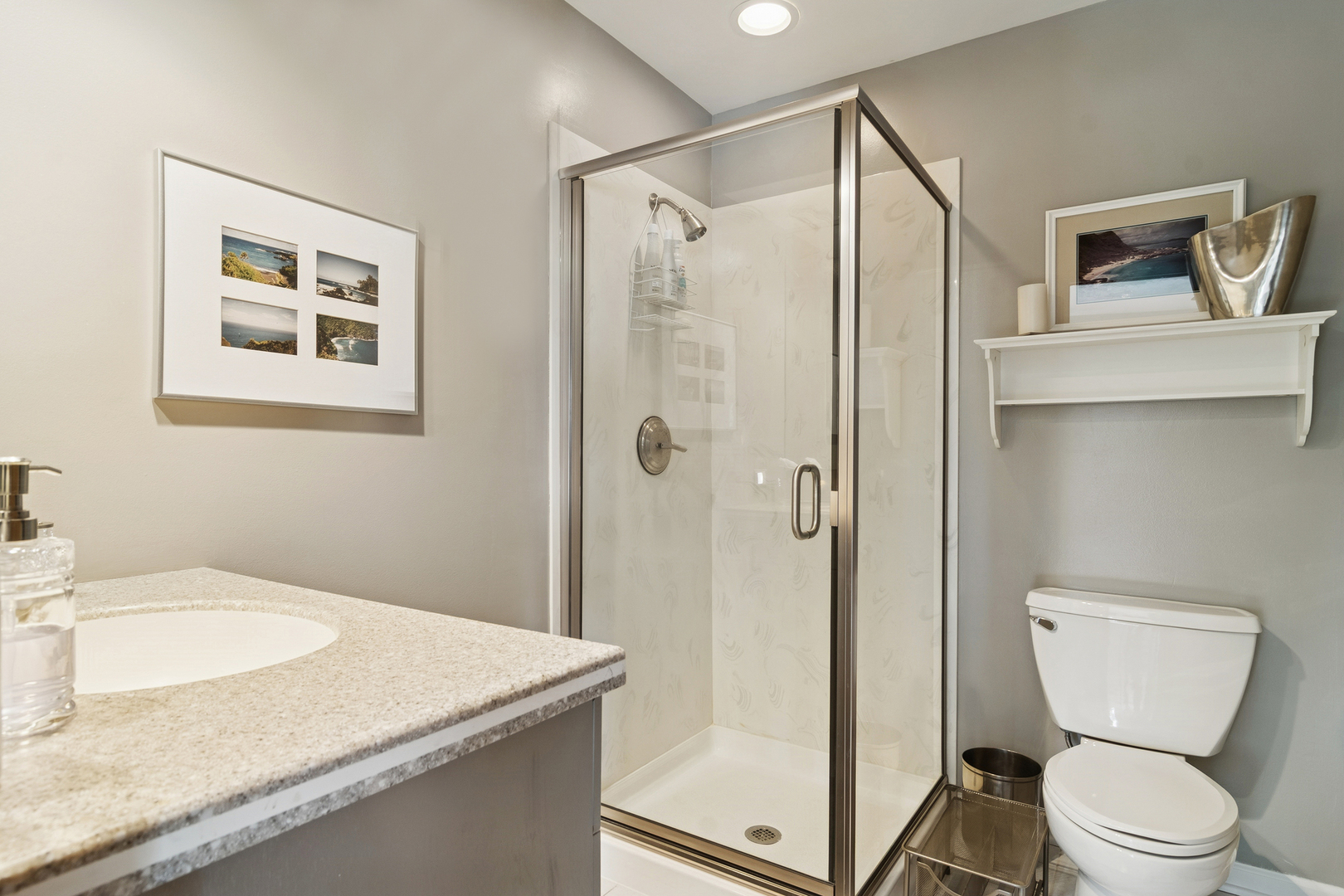 1515 Galloway Drive Inverness, IL 60010 - Photo 31 of 60 a bathroom with a granite countertop sink toilet and shower