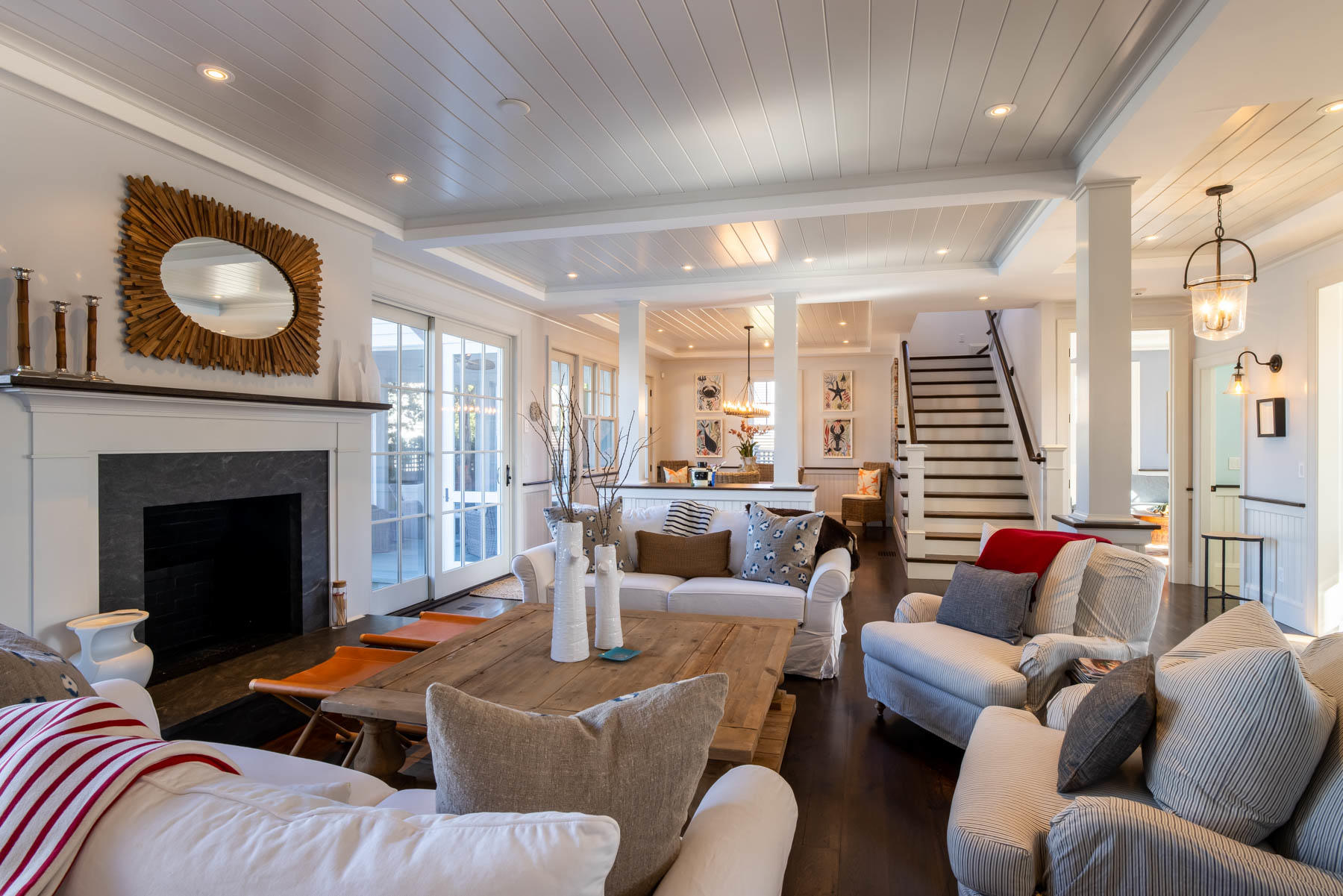 25 Pierce Lane Edgartown, MA 02539 - Photo 12 of 52 a living room with furniture kitchen view and a fireplace
