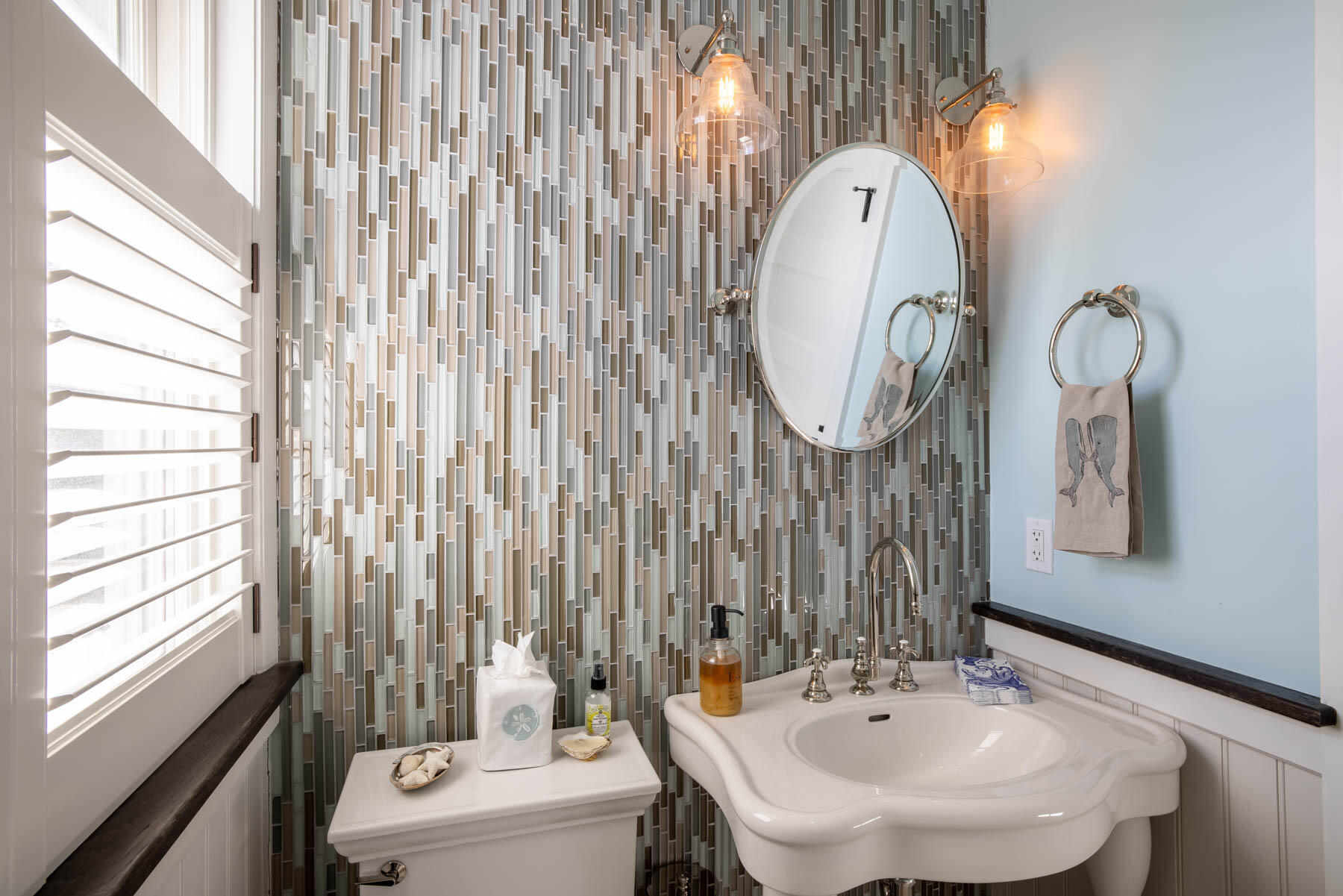 25 Pierce Lane Edgartown, MA 02539 - Photo 24 of 52 a bathroom with a sink and a mirror