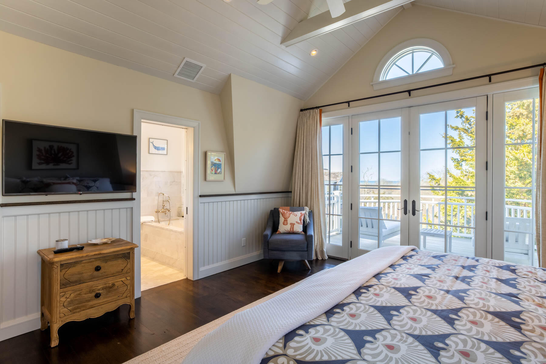 25 Pierce Lane Edgartown, MA 02539 - Photo 27 of 52 a bedroom with furniture and flat screen tv