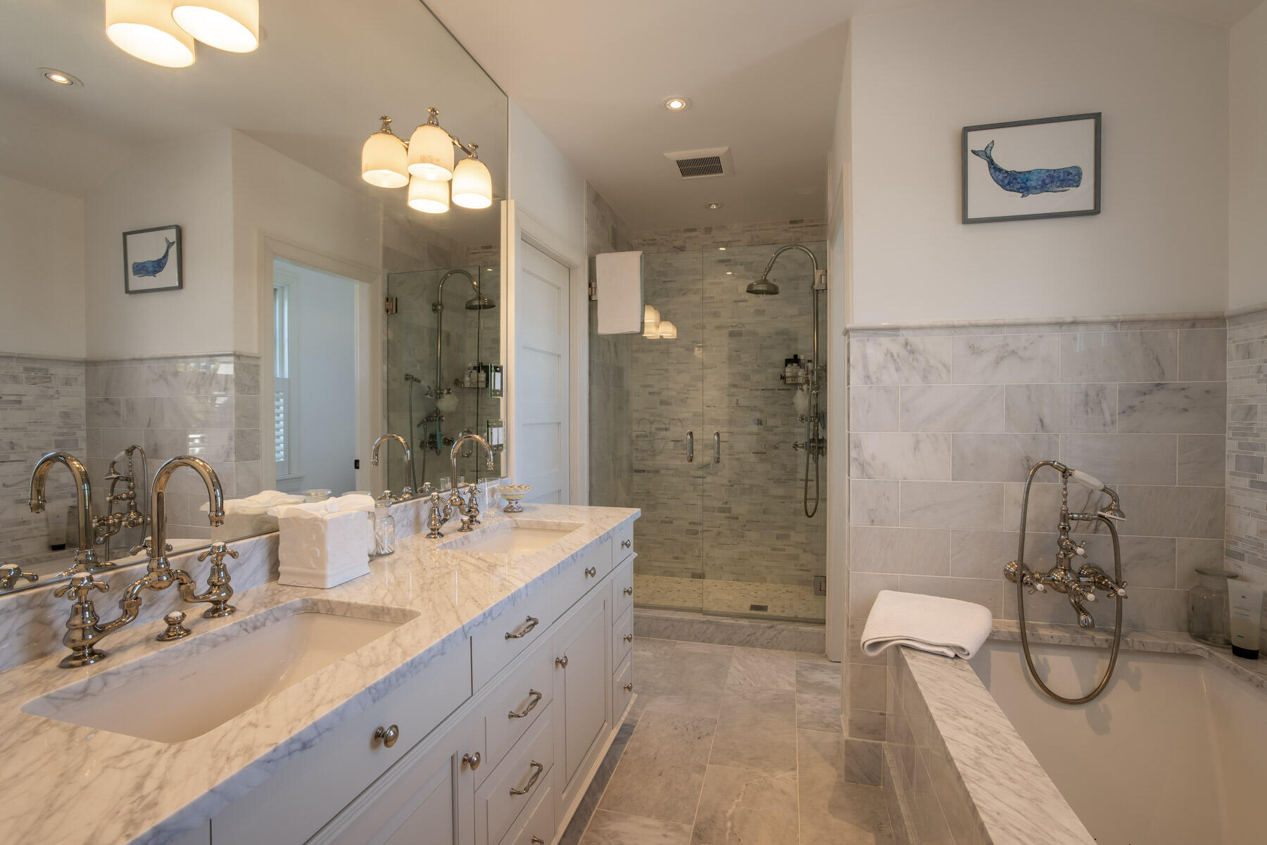 25 Pierce Lane Edgartown, MA 02539 - Photo 29 of 52 a bathroom with a double vanity sink mirror and shower