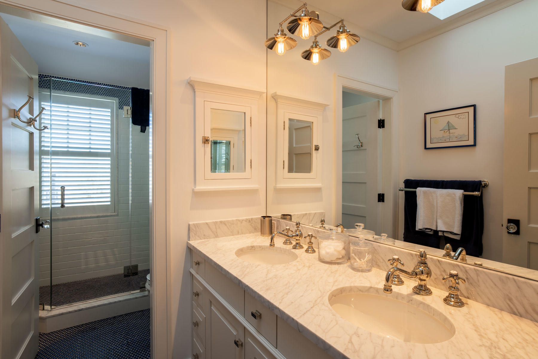 25 Pierce Lane Edgartown, MA 02539 - Photo 34 of 52 a bathroom with a sink double vanity and shower