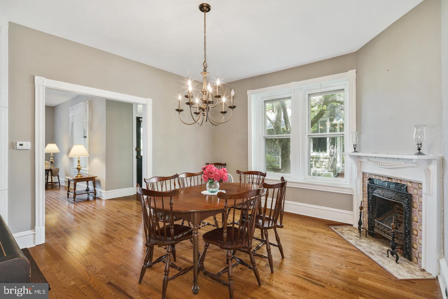 126 Rochelle Avenue Philadelphia, PA 19128 - Photo 10 of 34 Formal dining room with original fireplace